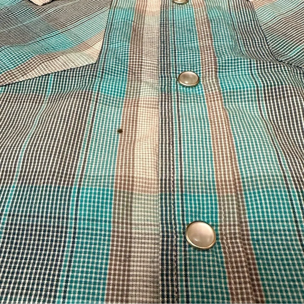 Levi's Blue and Gray Casual Pearl Snap Button Down Shirt Western Cowboy Framer
